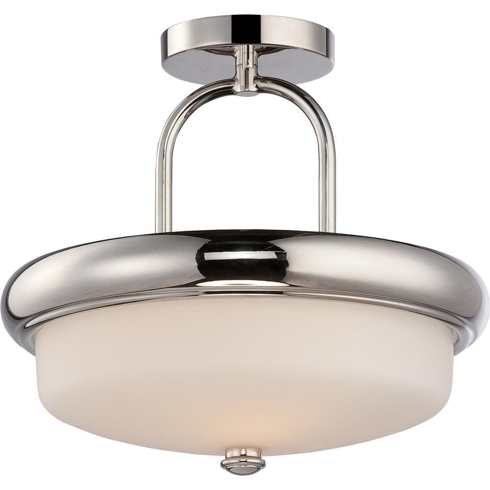 Nuvo Lighting 62/404  Dylan - 2 Light Semi Flush with Etched Opal Glass - LED Omni Included in Polished Nickel Finish